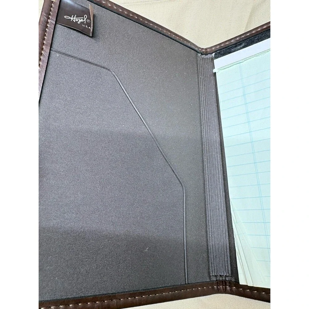Vintage Hazel USA Leather Padfolio Brown Portfolio Gold Corners Junior Legal